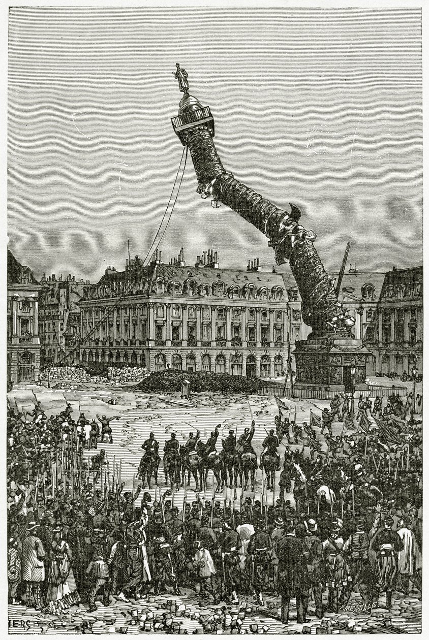 Vendôme-søylen, 1800-tallet (bw-gravering) av Daniel Urrabieta Vierge