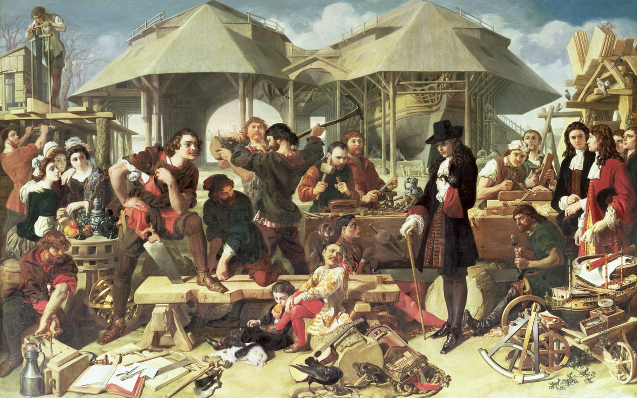 Peter I, den store (1672-1725) ved Deptford Dockyard av Daniel Maclise
