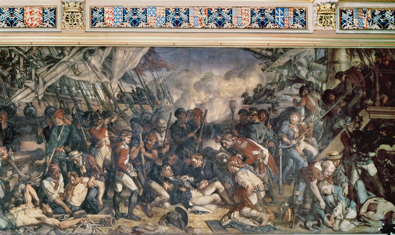 The Death of Nelson, detalj av det nedre dekket av Victory av Daniel Maclise