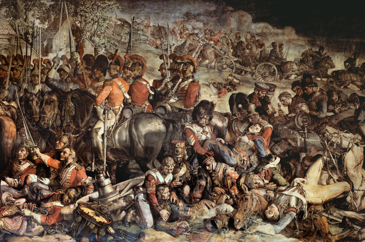 The Meeting of Wellington and Blucher etter Waterloo (veggmaleri) (detalj fra 200144) av Daniel Maclise