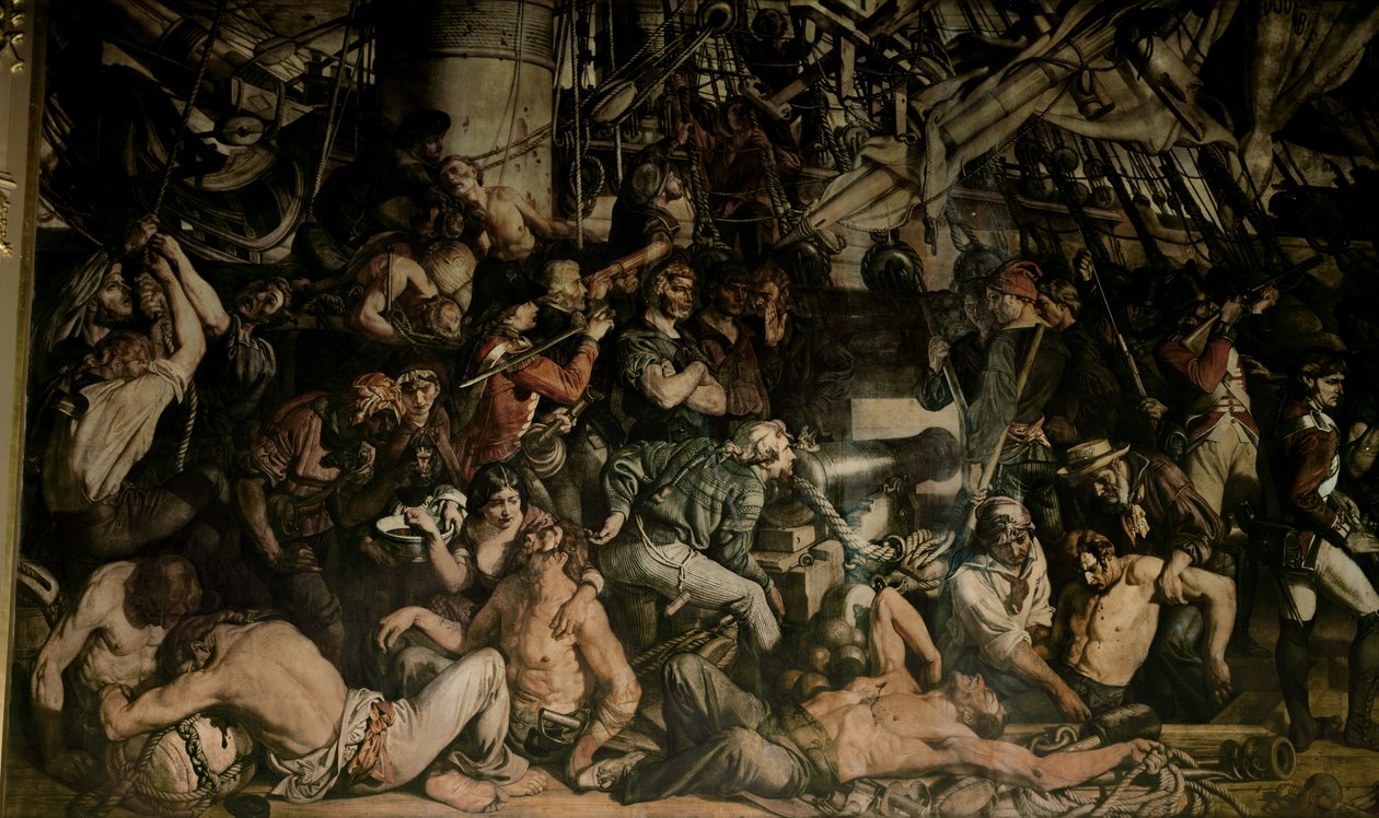 The Death of Nelson, detalj av det nedre dekket av Victory av Daniel Maclise