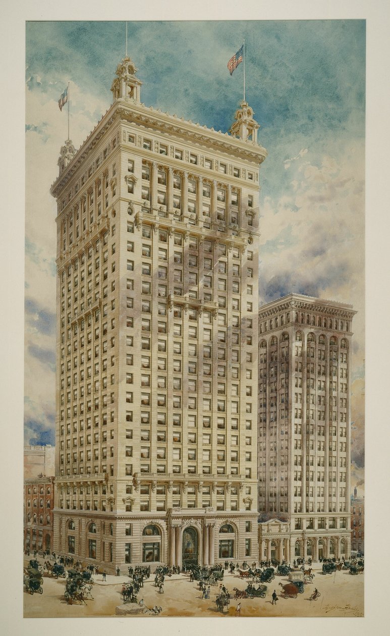 Land Tittel og Trust Building with Addition, Philadelphia, Pennsylvania, Perspective Rendering, 1900 av Daniel Burnham