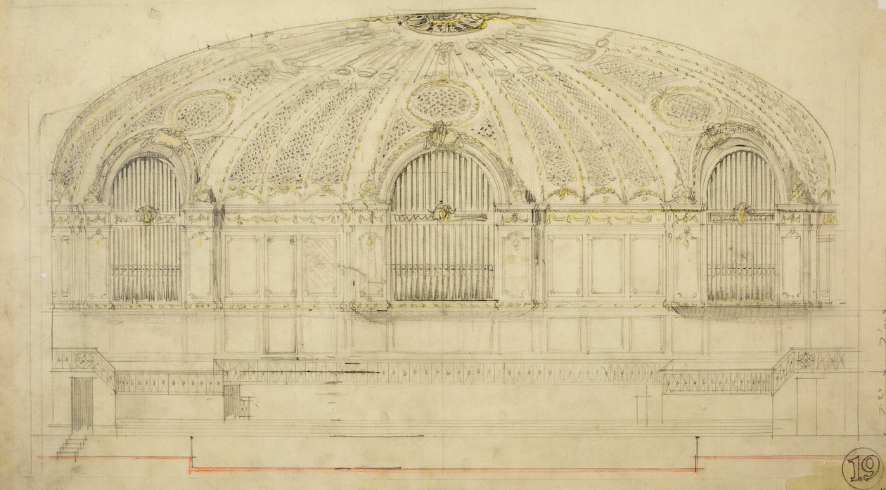 Orchestra Hall, Chicago, Illinois, seksjon, 1904. av Daniel Burnham