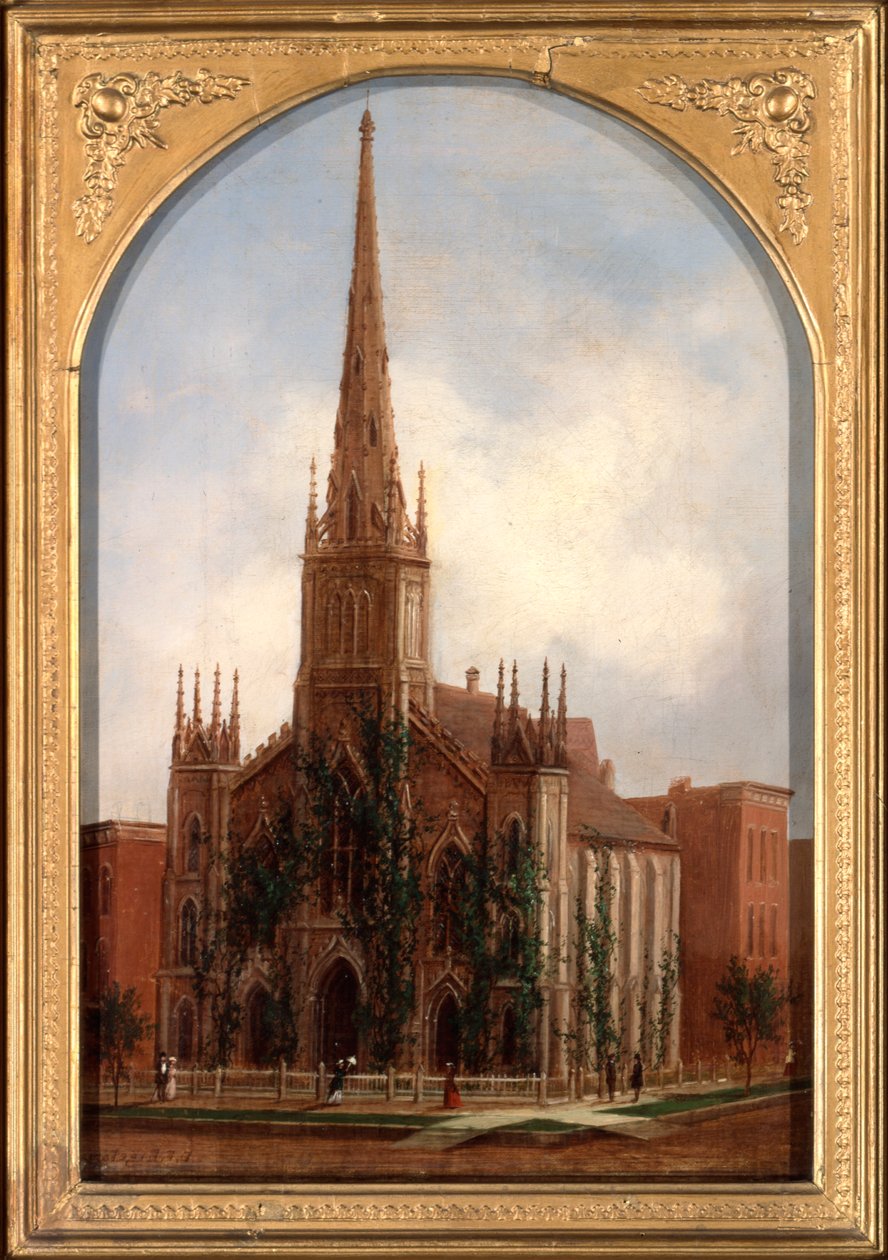 St. Pauls Universalist Church før brannen i 1871, ca. 1872 av Daniel Folger Bigelow