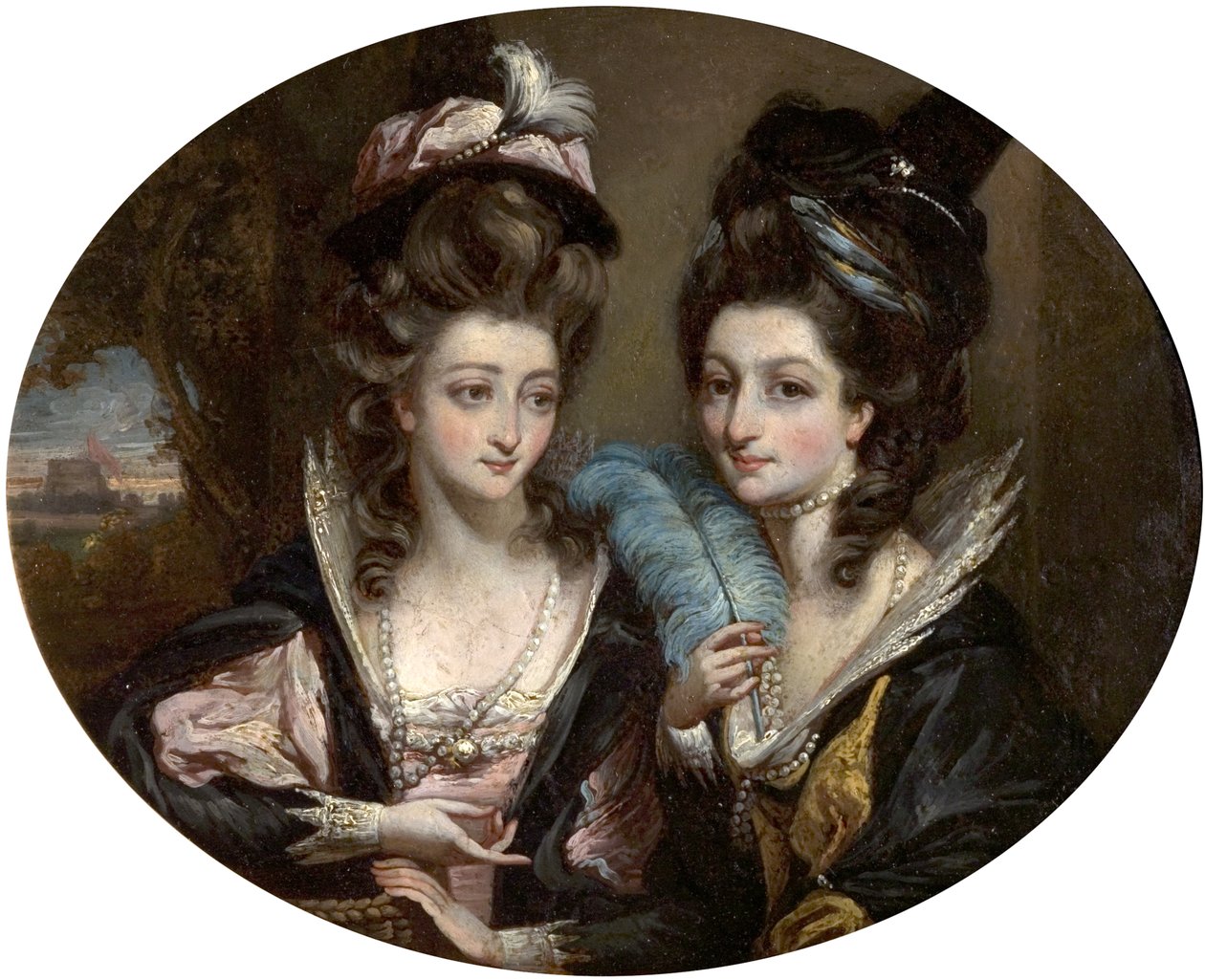 Mrs Gwynne og Mrs Bunbury som de glade konene i Windsor, ca. 1779 av Daniel Gardner