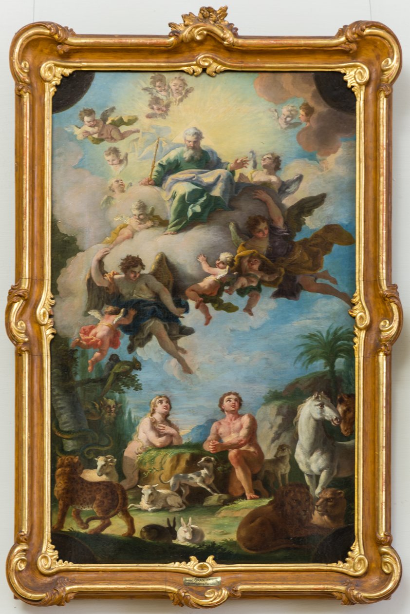 Paradiset (skisse til en takfreske i Sonntagberg-basilikaen, Niederösterreich) av Daniel Gran