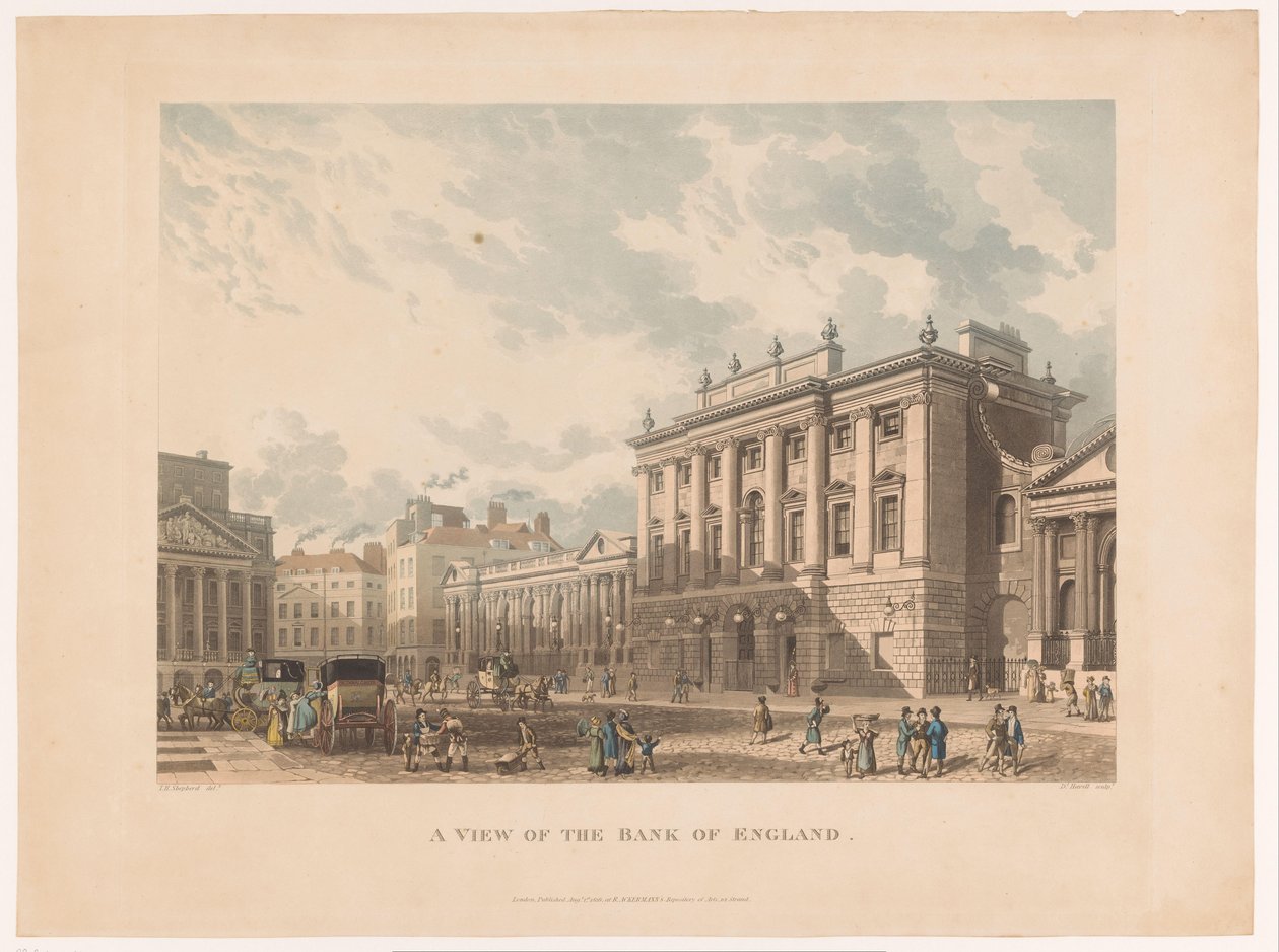 Utsikt over Bank of England, London Utsikt over Bank of England (tittel på objekt) av Daniel Havell