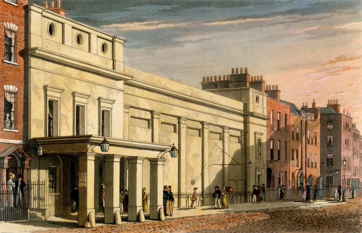 Regency Theatre, London, 1826 (håndfarget akvatint) av Daniel Havell