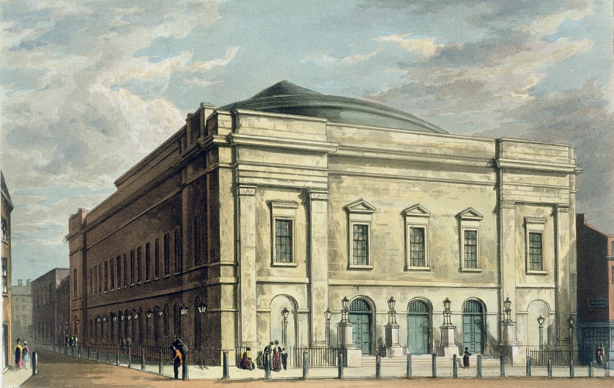 Theatre Royal, Drury Lane, i London, designet av Benjamin Wyatt i 1812, 1826 av Daniel Havell