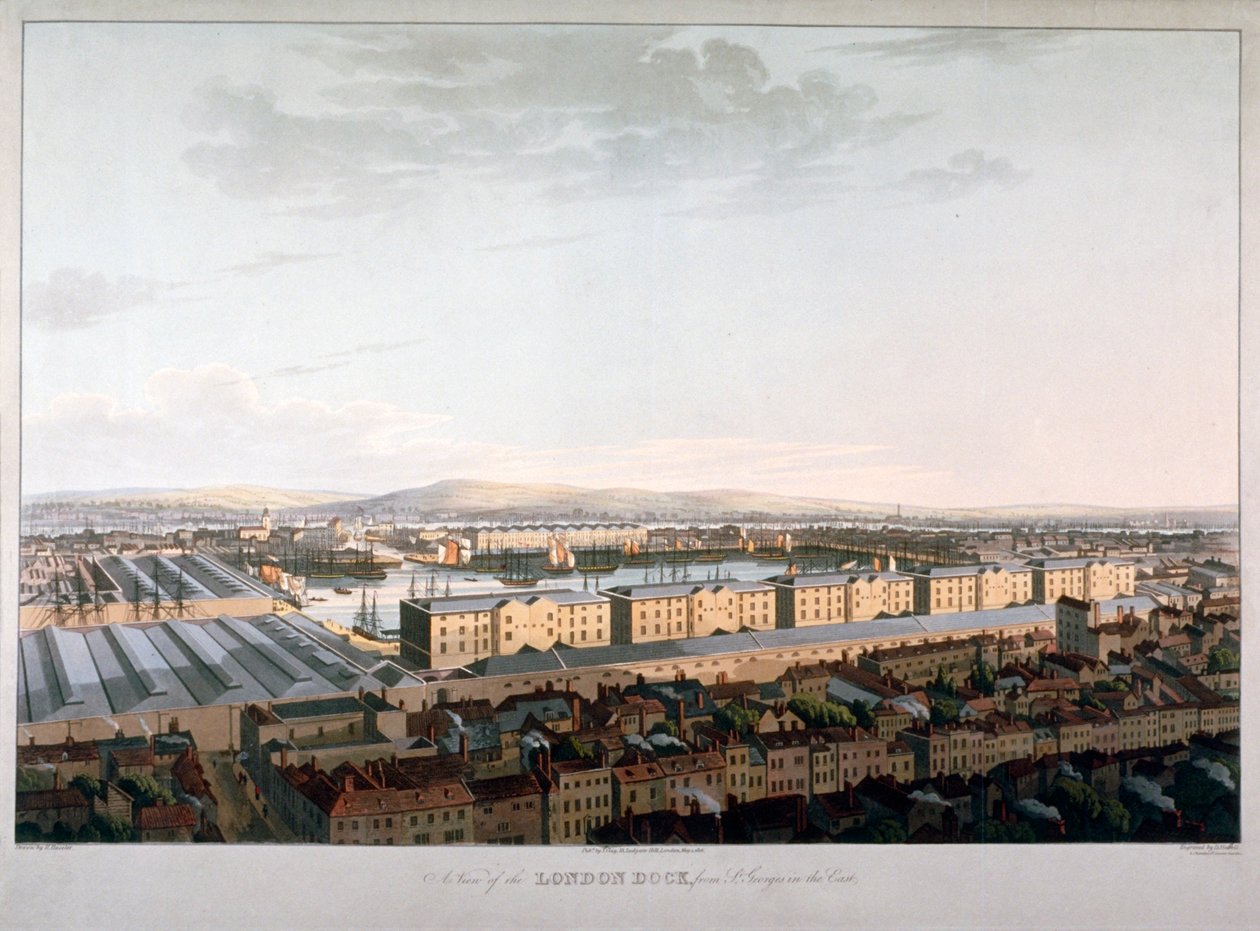 Utsikt over London Docks, 1816 av Daniel Havell