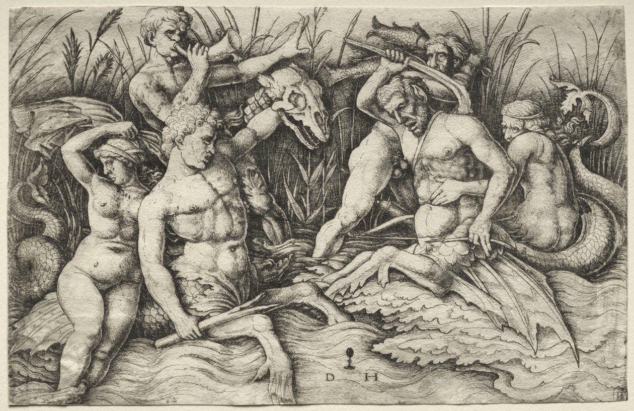 To Tritons kjemper - Battle of the Sea Gods (høyre del) av Daniel Hopfer