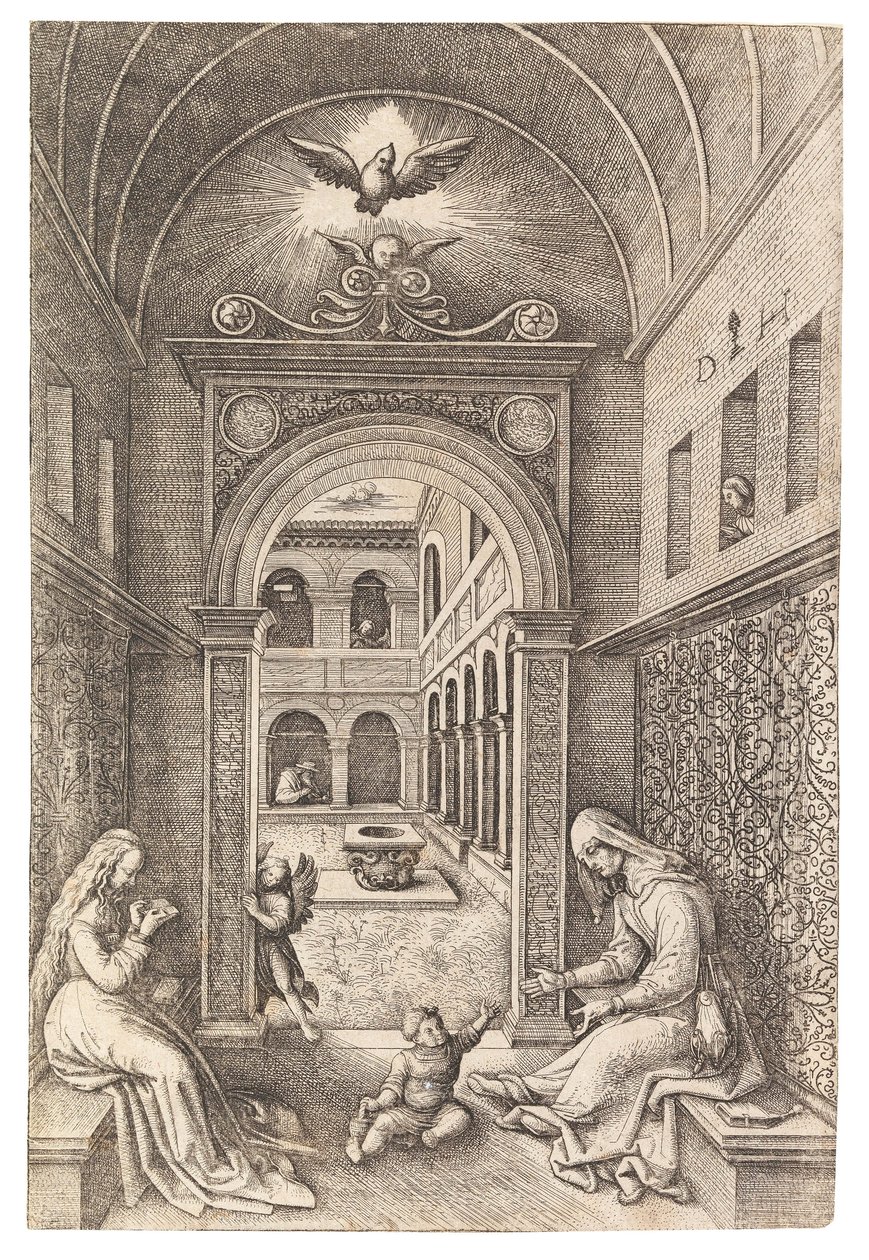 Jomfruen og barnet med Saint Anne, ca. 1500. av Daniel Hopfer the Elder