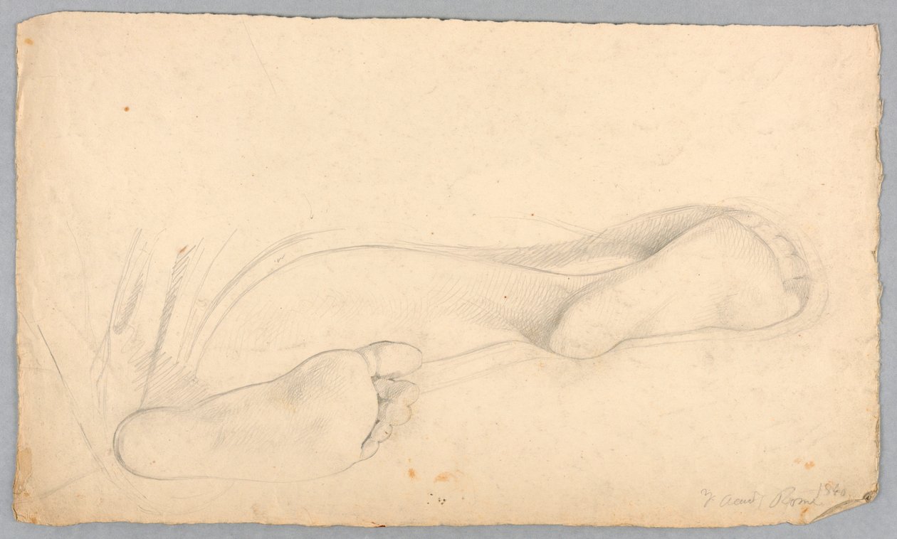 Tegning, undersiden av et par føtter, 1840 av Daniel Huntington