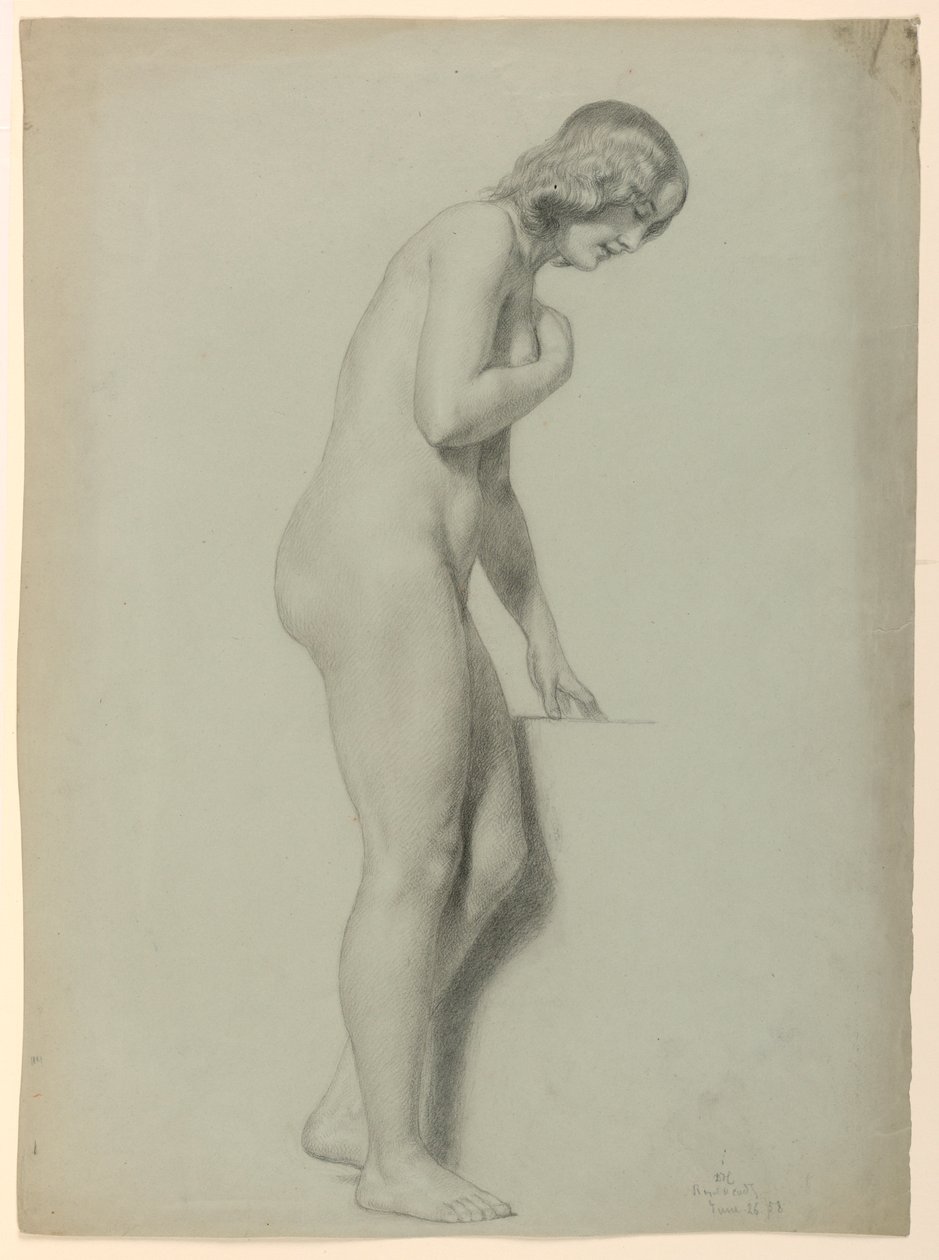 Tegning, kvinnelig nakenhet, 1858 av Daniel Huntington