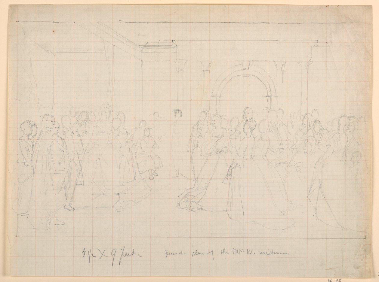 Tegning, generell plan for Martha Washington-resepsjonen, 1860 av Daniel Huntington