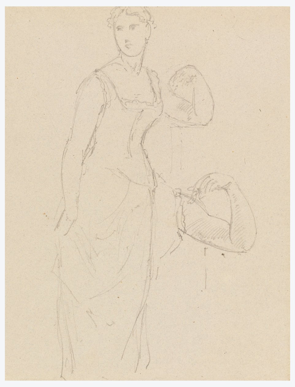 Tegning, skisse til et portrett av Bella Worsham, 1878 av Daniel Huntington