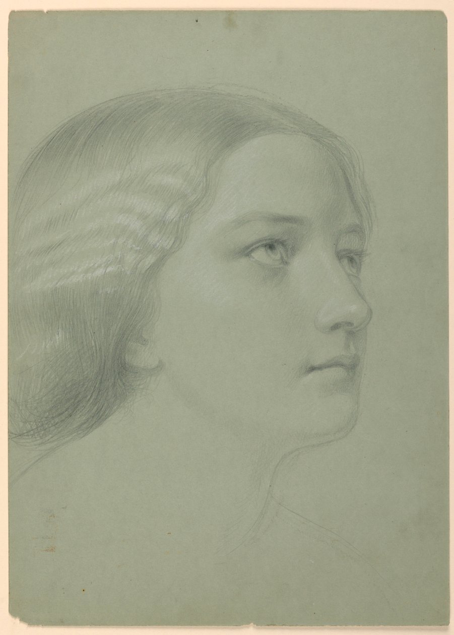 Tegning, studie til «A Magdalen», F, 1852 av Daniel Huntington