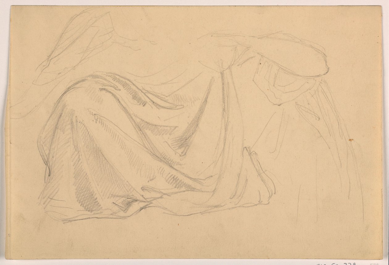 Tegning, studie for «Rettferdighet og fred», draperi, 1878–86 av Daniel Huntington