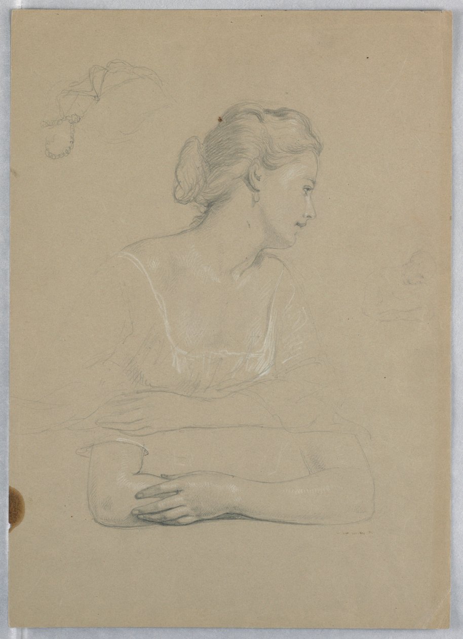 Tegning, studie til «Martha Washington-mottakelsen», 1860 av Daniel Huntington