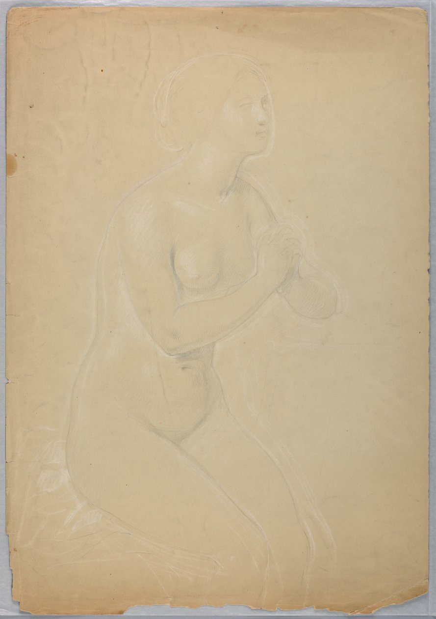 Kvinnelig naken, studie for "A Magdalen" av Daniel Huntington
