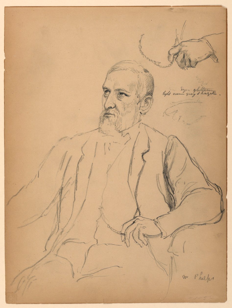 John Jay Phelps sittende, separat hånd- og kjedestudie av Daniel Huntington