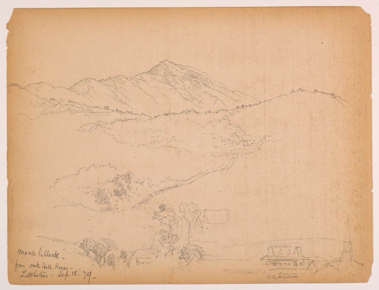 Moose Hillock fra Oak Hill House, Littleton, New Hampshire av Daniel Huntington