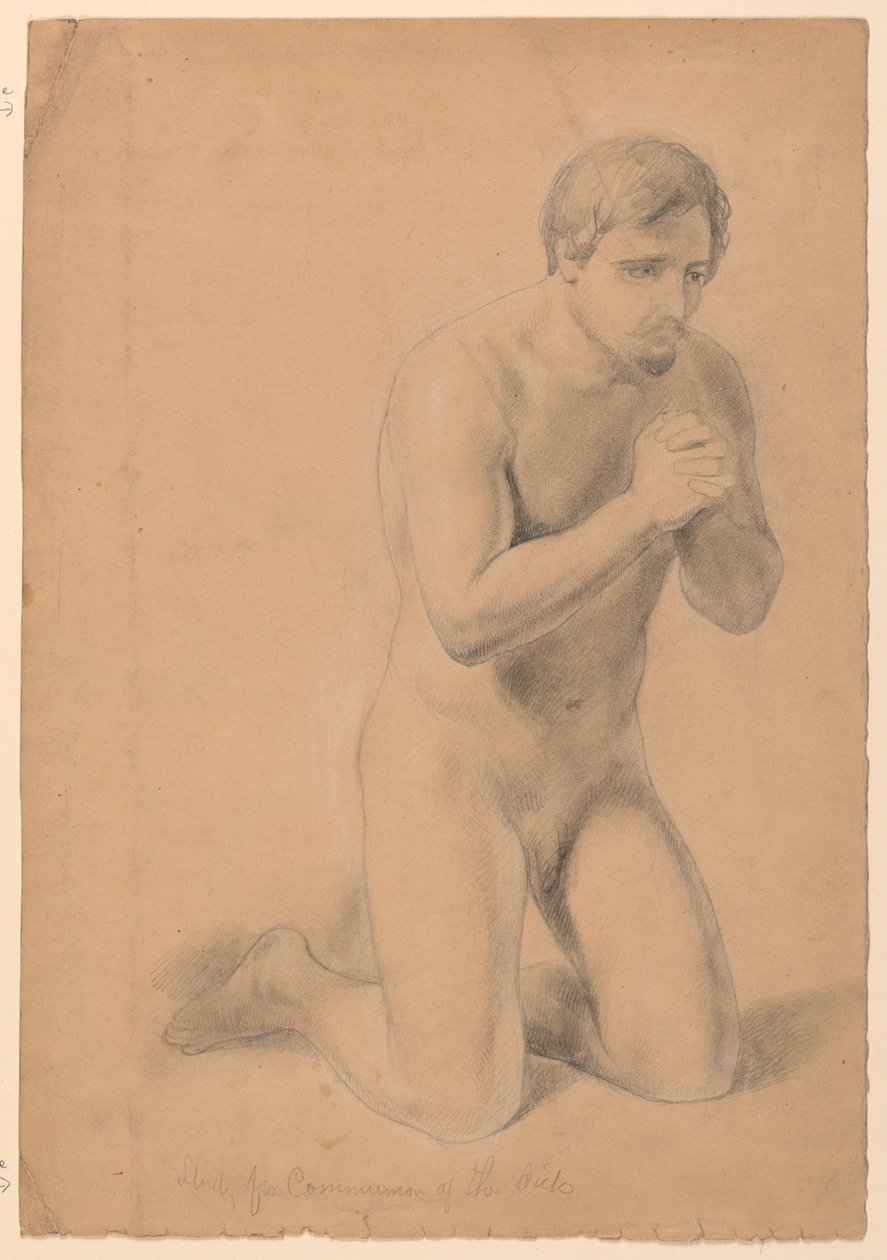 Naken mannlig figur, studie for "Communion of the Sick" av Daniel Huntington