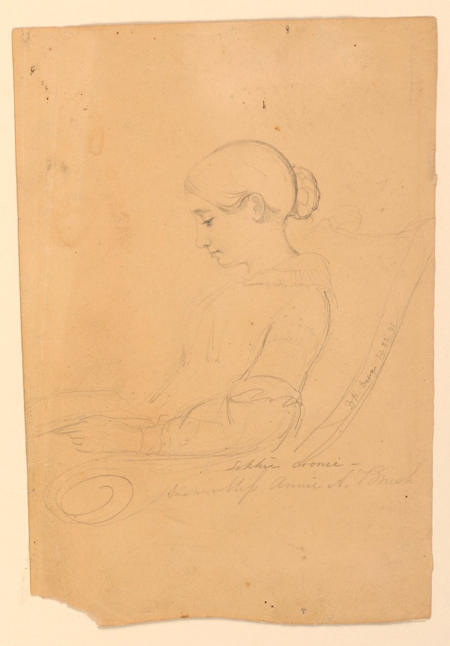 Portrettstudie av Annie A. Brush, sittende i profil av Daniel Huntington
