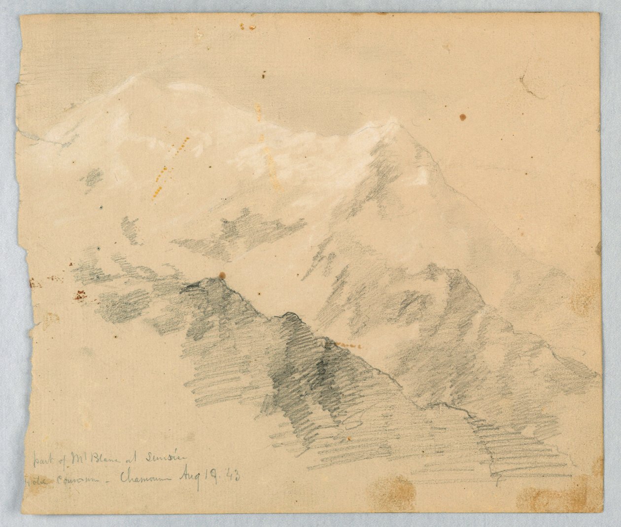 Skisse av Mt. Blanc ved soloppgang av Daniel Huntington