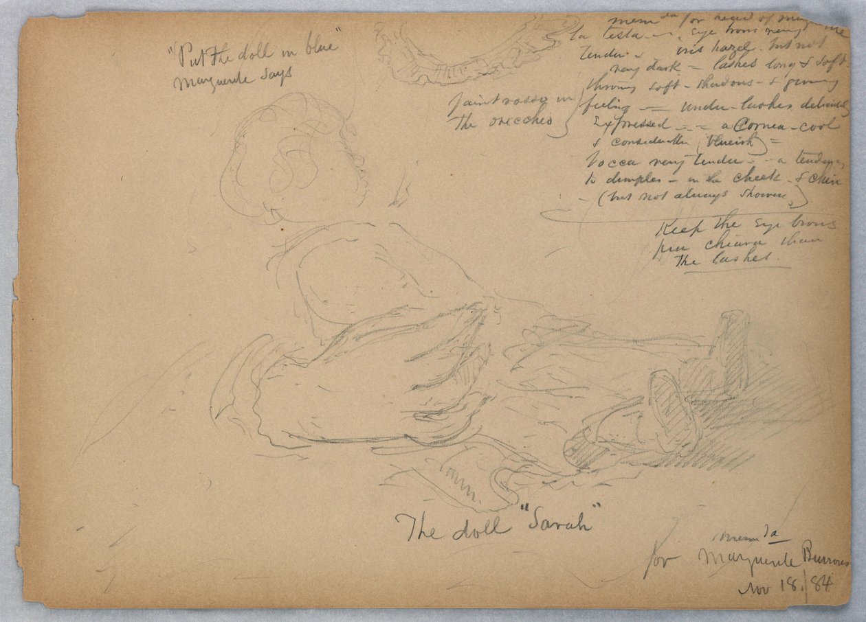 Skisser for portrett av Marguerite Burrows, 18. november 1884 av Daniel Huntington