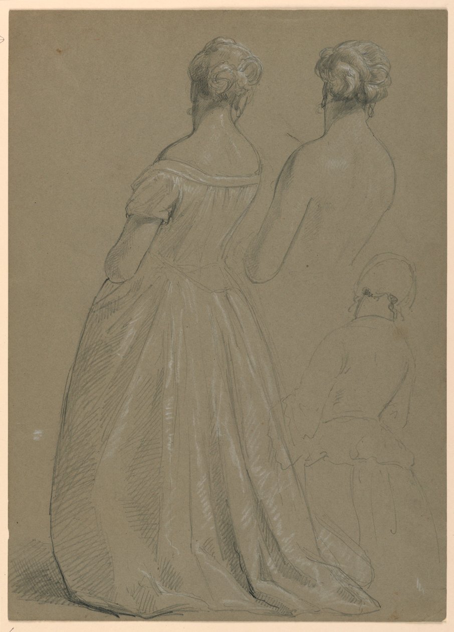 Studier av stående kvinne for "The Republican Court" (Lady Washingtons mottaksdag) av Daniel Huntington
