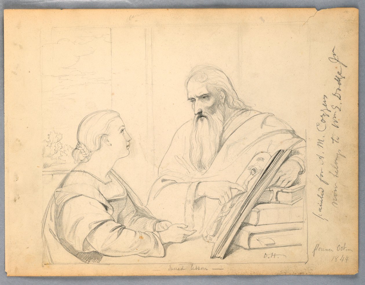 Studie for "Sacred Lesson" av Daniel Huntington