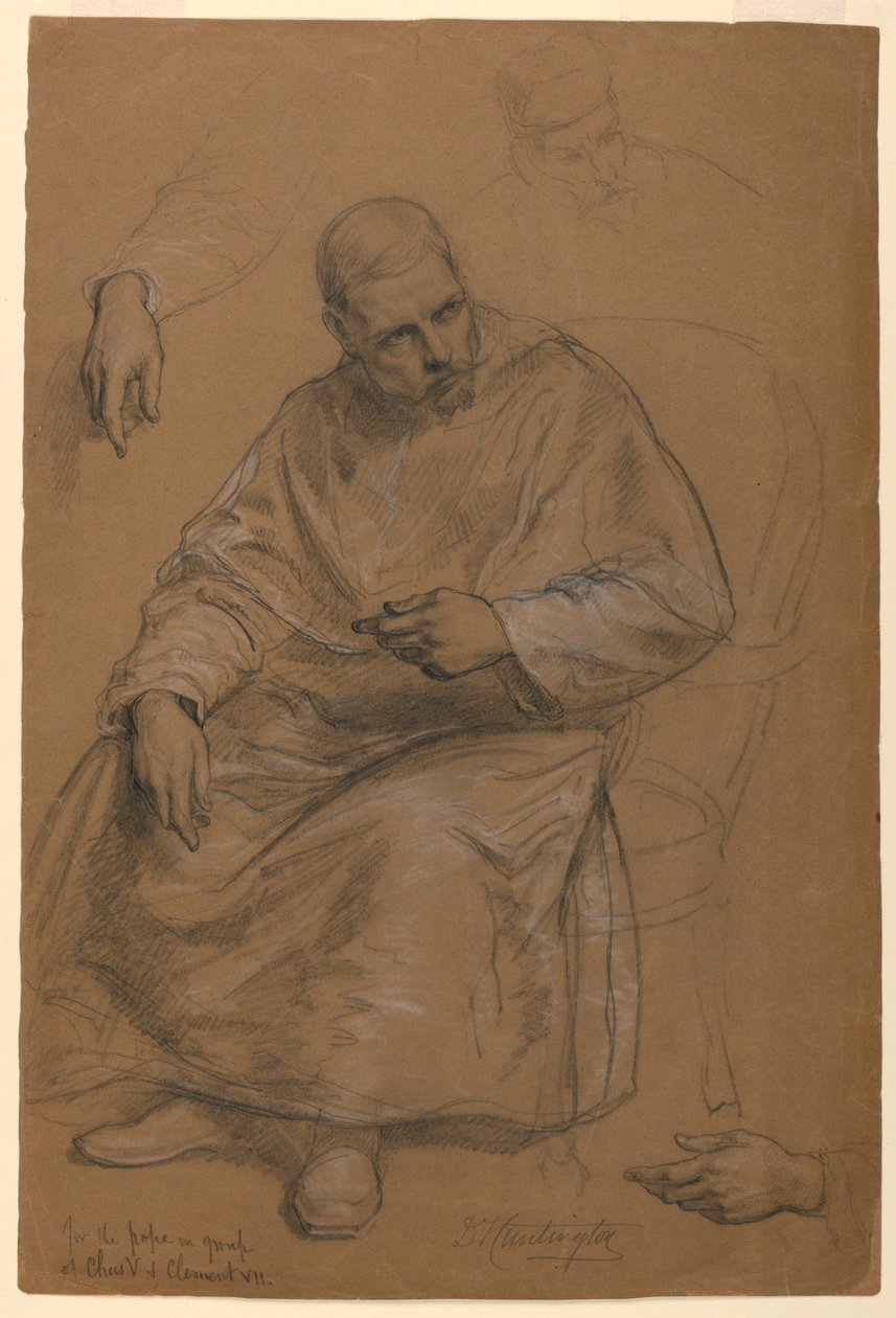 Studie for "Titian viser gravleggingen til Charles V og pave Clement VII" av Daniel Huntington