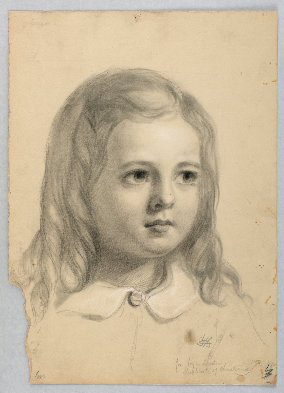 Studie av barnets hode for "Christiana og hennes barn" av Daniel Huntington
