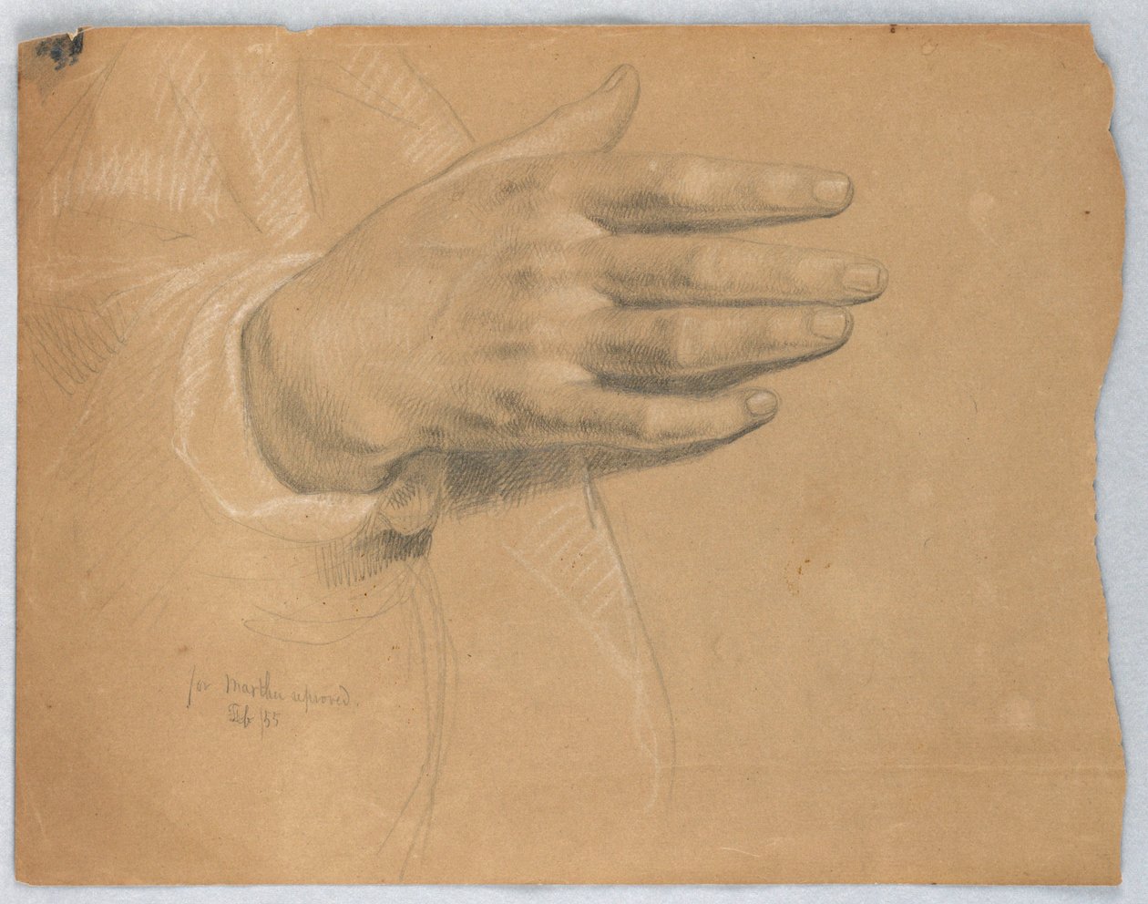Study of Hand for "Martha Reproved" av Daniel Huntington