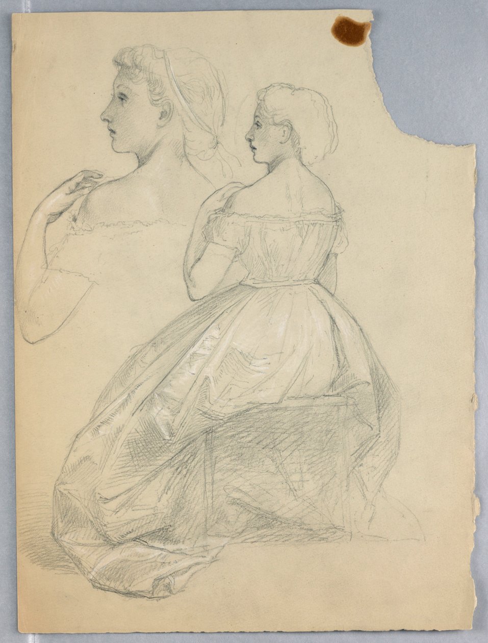 Studie av sittende kvinne for "Titian viser gravleggelsen til Charles V og Clement VII" av Daniel Huntington