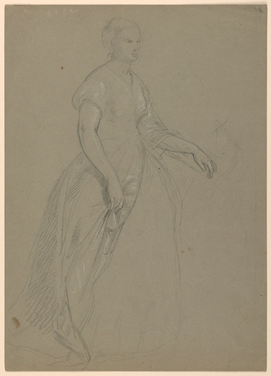 Studie av stående kvinne for "The Republican Court" (Lady Washingtons mottaksdag) av Daniel Huntington