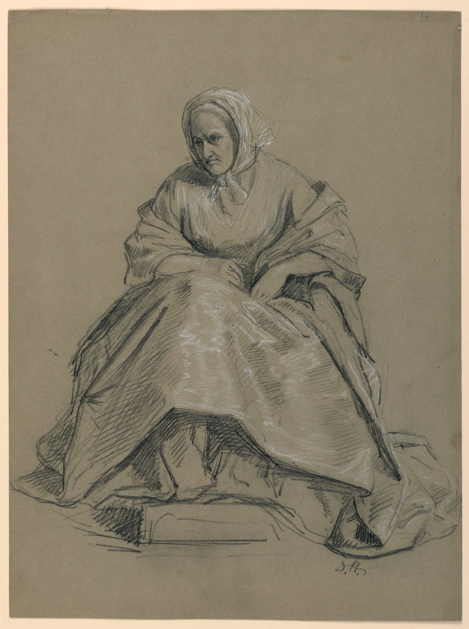Studie av en sittende kvinne for "The Republican Court" (Lady Washingtons mottaksdag) av Daniel Huntington