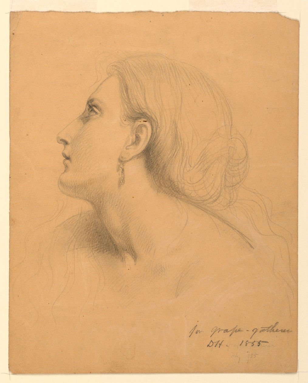 Studie av et kvinnehode for "Druesamlere" av Daniel Huntington