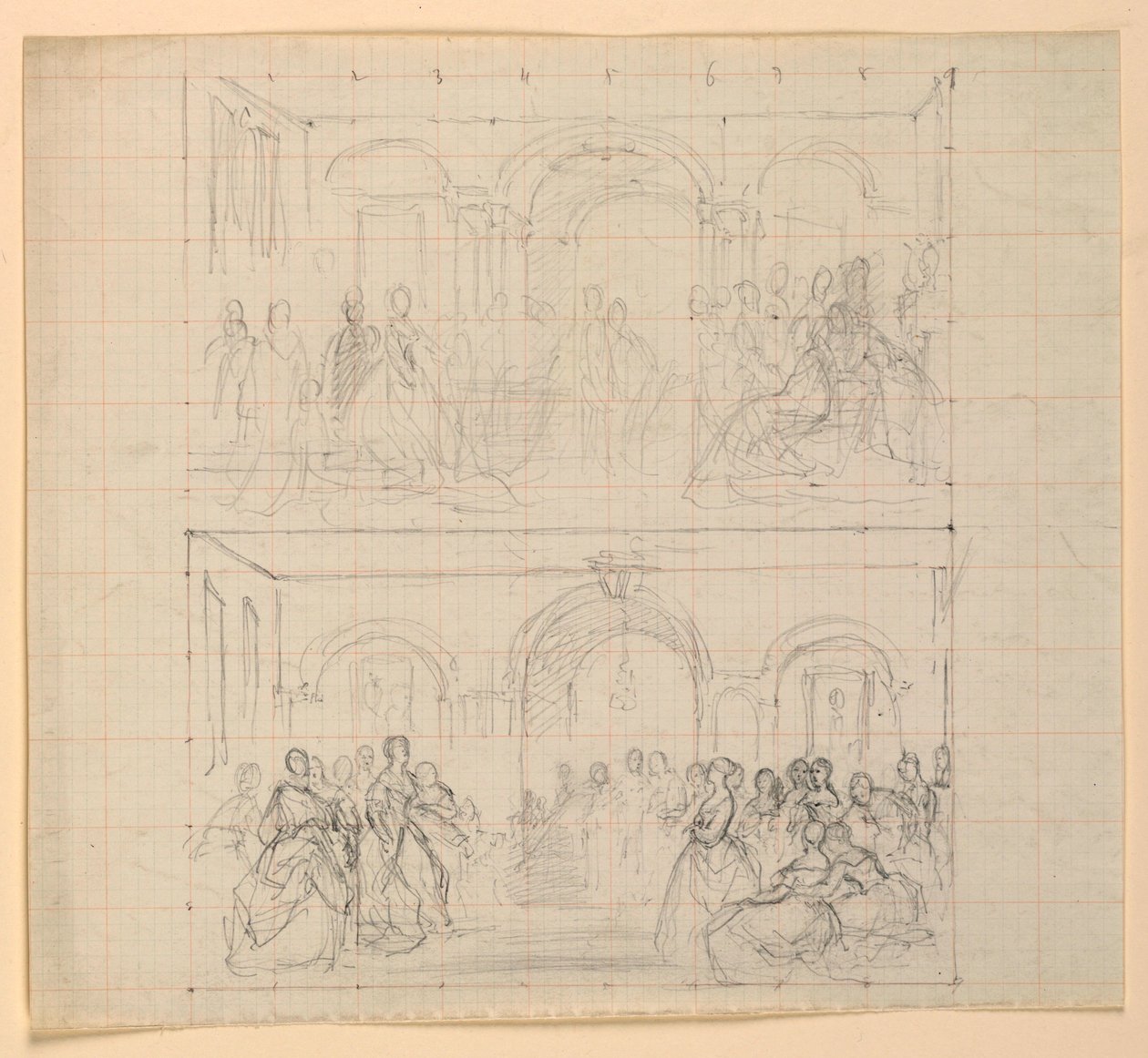 To figurkomposisjoner for maleriet "The Republican Court" (Lady Washingtons mottaksdag) av Daniel Huntington