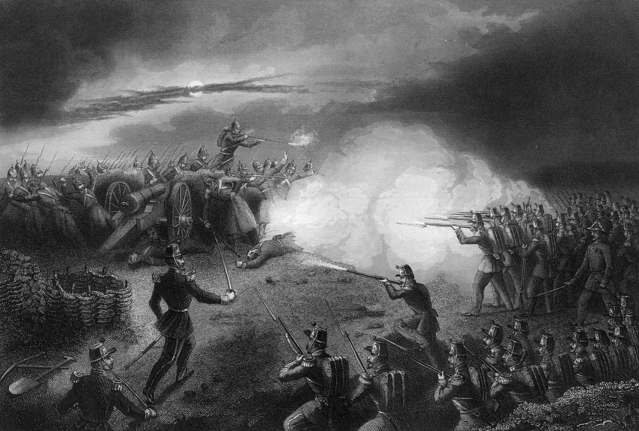 Angrep og frastøtelse av russerne, før Sebastopol, Krim-krigen, 1857 av Daniel John Pound