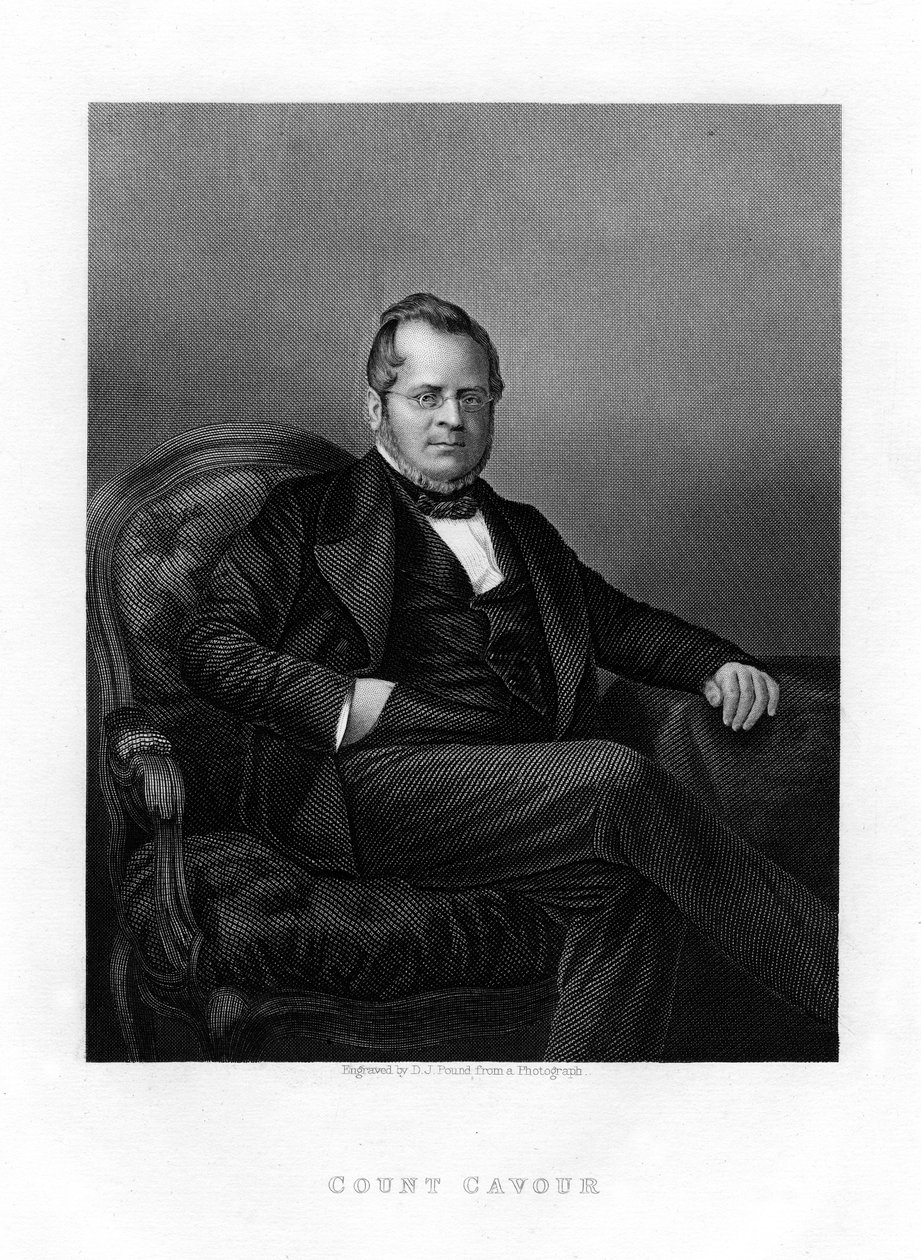 Grev Camillo Benso di Cavour , italiensk politiker, 1800-tallet av Daniel John Pound