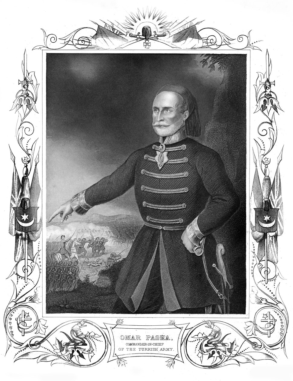 Omar Pasha, øverstkommanderende fra 1800-tallet for den tyrkiske hæren. av Daniel John Pound