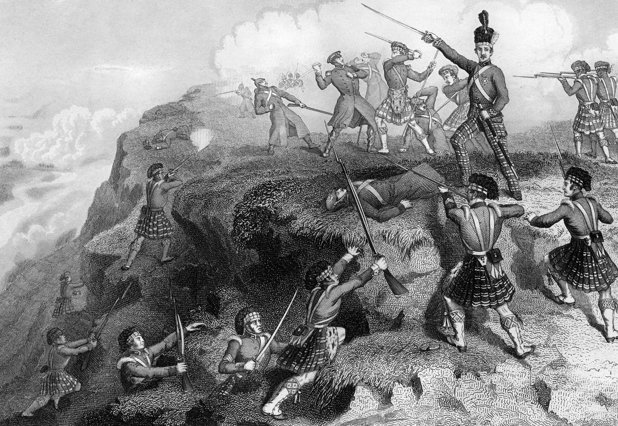 Highlanders angriper den russiske redutten, Battle of the Alma, 1854, 1857 av Daniel John Pound
