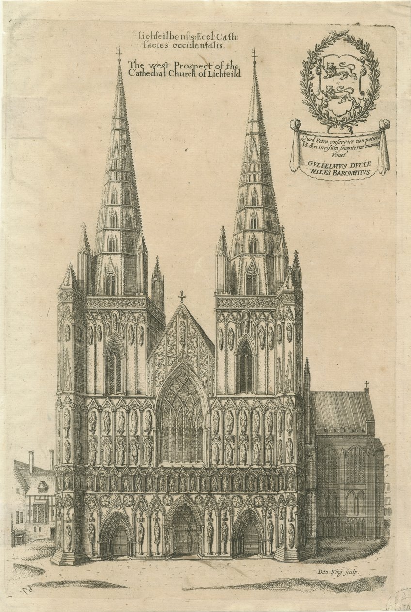 Lichfield Cathedral - West Front: gravering og [slutt på 1600-tallet] av Daniel King
