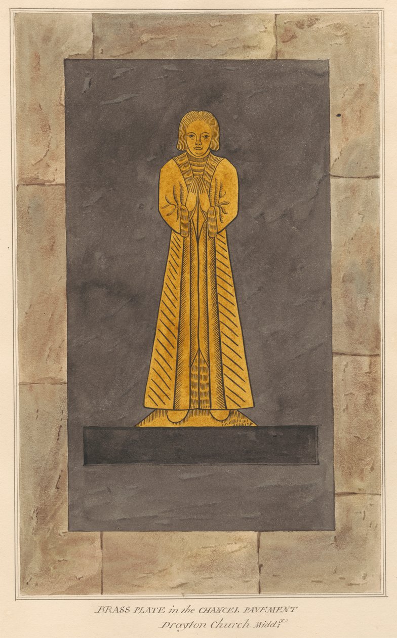Messingplate for uidentifisert mann, Chancel Pavement of Drayton Church av Daniel Lysons
