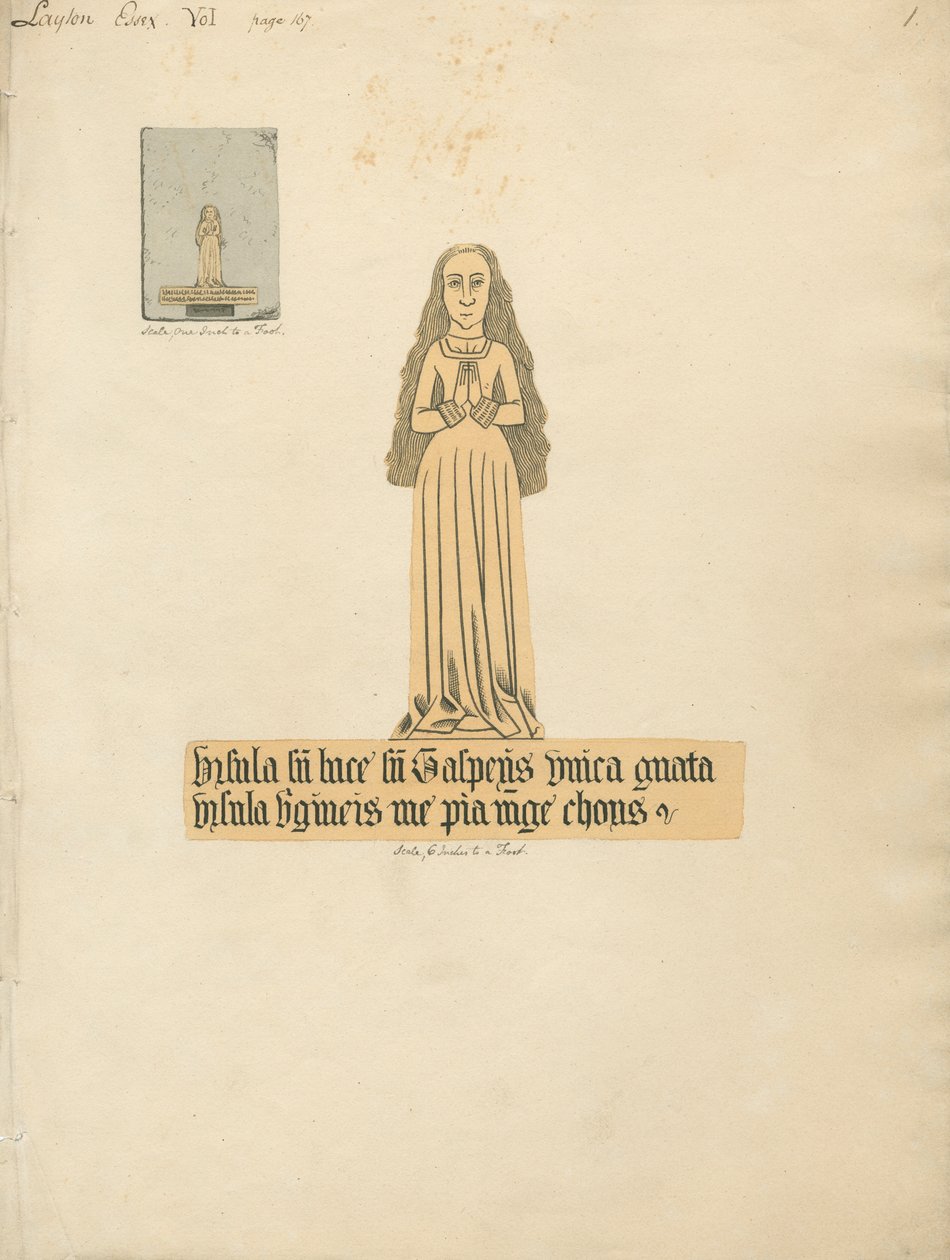 Messingplate av en kvinne fra Layton Church av Daniel Lysons