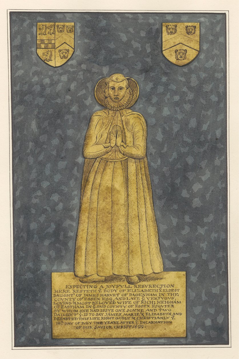 Messingbelagt for Elizabeth Harvey fra East Ham Church av Daniel Lysons