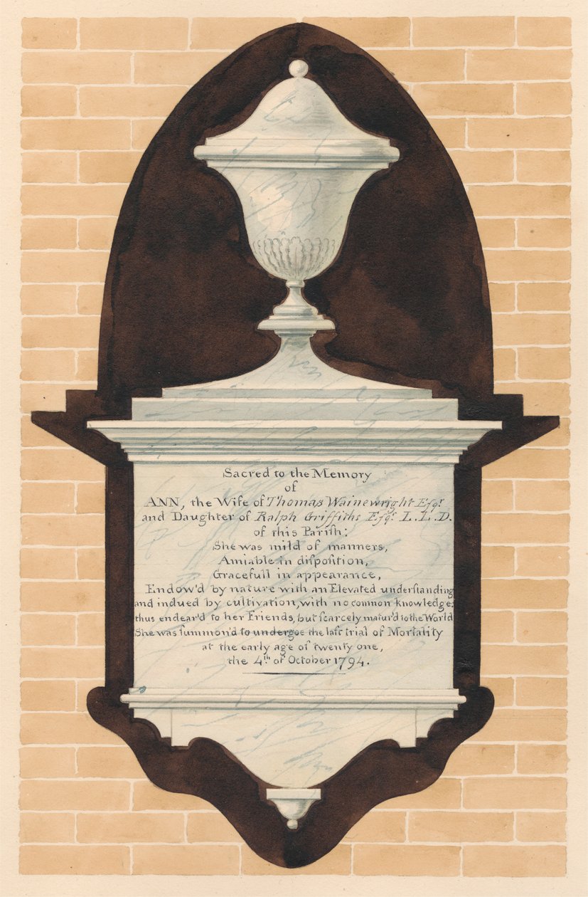 Minnesmerke over Ann Wainewright, fra Chiswick Church av Daniel Lysons
