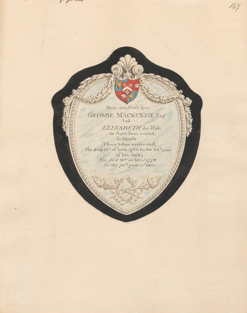 Minnesmerke over George og Elizabeth MacKenzie fra Kensnton Church av Daniel Lysons